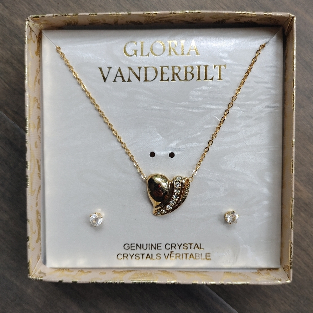 Gloria Vanderbilt Gold Necklace and Earring Set